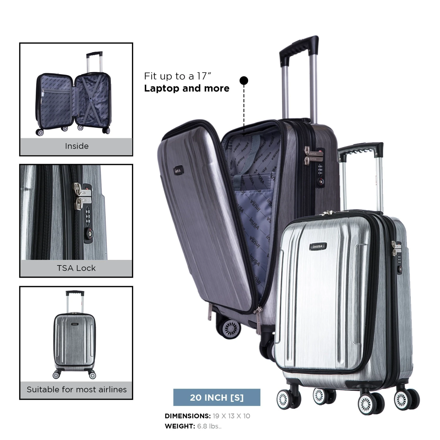 InUSA Southworld 19" 4-Wheel Carry-On Luggage 12 InUSA Southworld 19" 4-Wheel Carry-On Luggage - Image 12