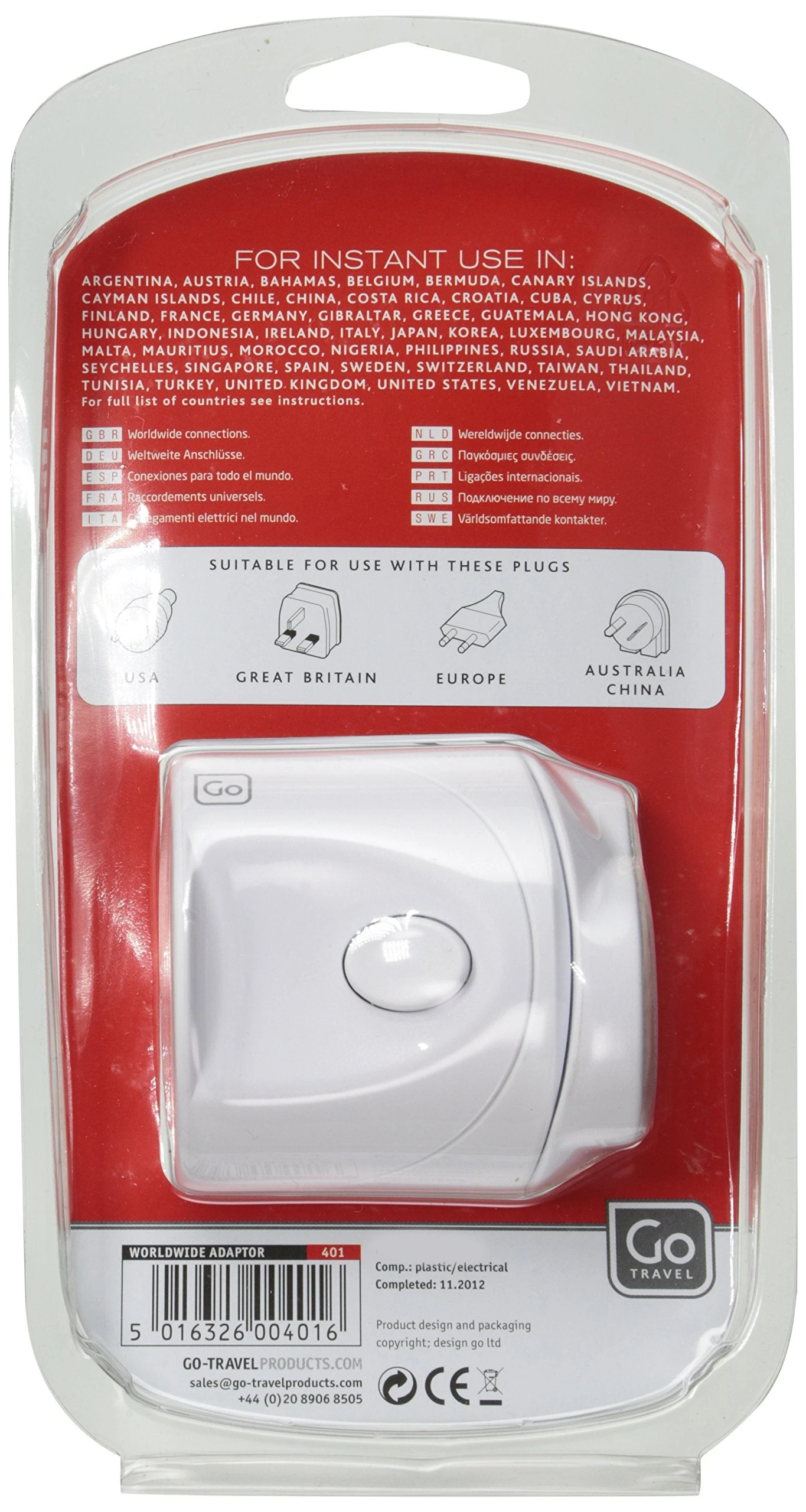 Go Travel Design Go Worldwide Adaptor, White, One Size 2 Go Travel Design Go Worldwide Adaptor, White, One Size - Image 2