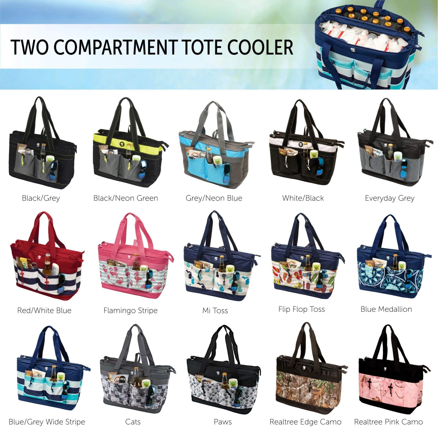 Geckobrands 2 Compartment Tote Cooler 11 Geckobrands 2 Compartment Tote Cooler - Image 11