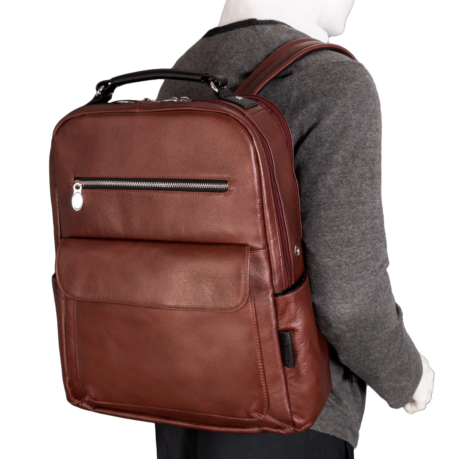 McKlein USA Logan 17" Leather Two-Tone Dual-Compartment Laptop & Tablet Backpack 3 McKlein USA Logan 17" Leather Two-Tone Dual-Compartment Laptop & Tablet Backpack - Image 3