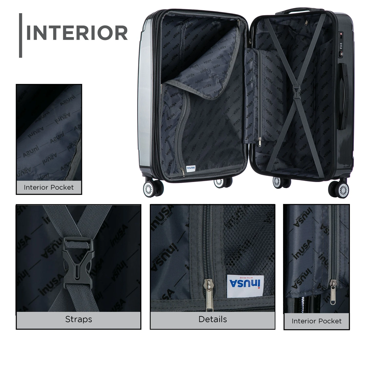 InUSA Southworld 3 Piece Set (21"/25"/29") 4-Wheel Luggage Sets 8 InUSA Southworld 3 Piece Set (21"/25"/29") 4-Wheel Luggage Sets - Image 8