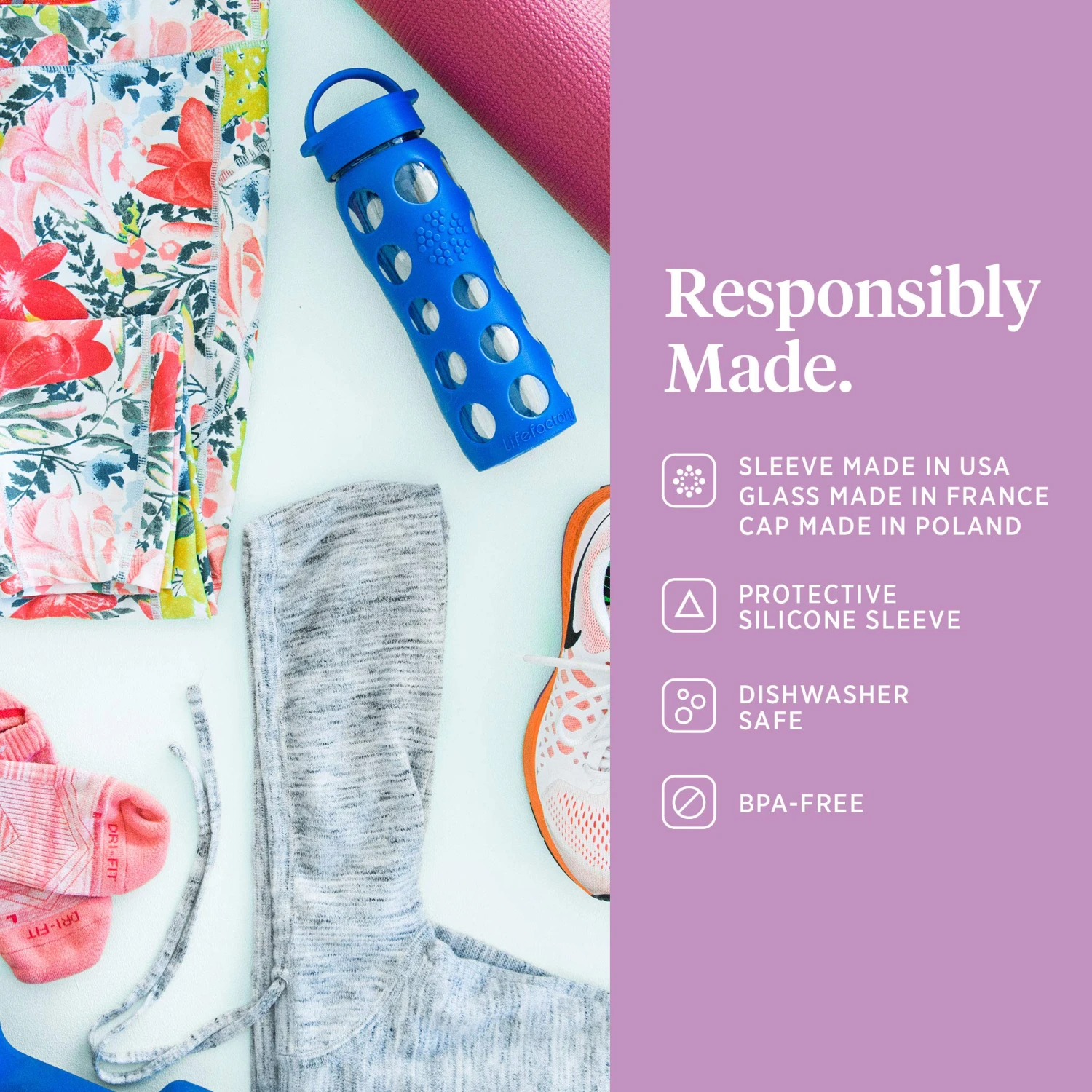 Lifefactory 22 Ounce Glass Bottle With Flip Cap And Silicone Sleeve 5 Lifefactory 22 Ounce Glass Bottle With Flip Cap And Silicone Sleeve - Image 5