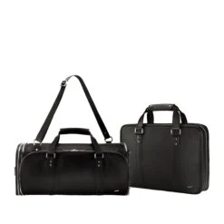 Vocier 2-Piece Travel Set Leather Travel Bag & Leather Briefcase